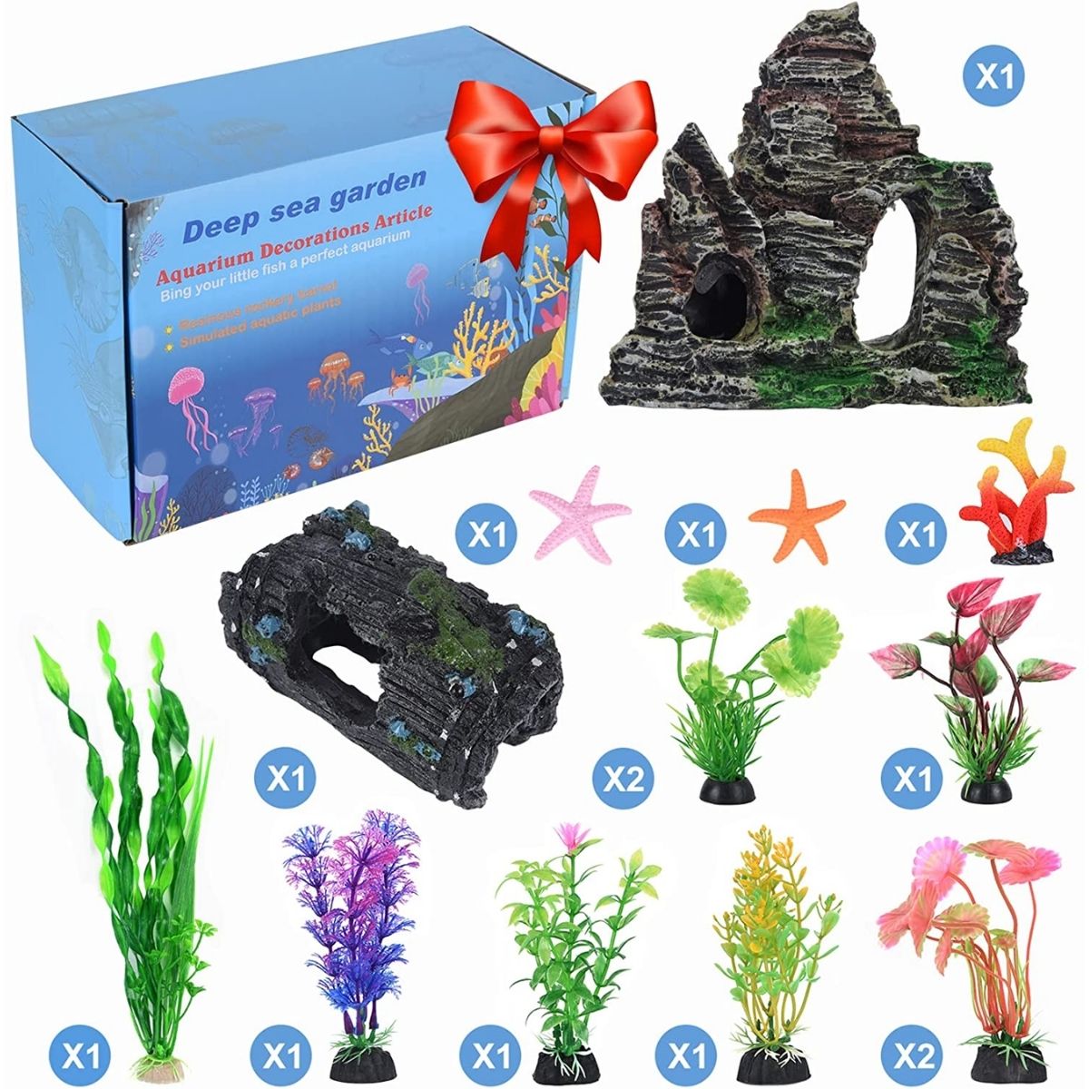 The Best Gift for Aquarium Lovers: QZQ 14 Pack Fish Tank Decorations